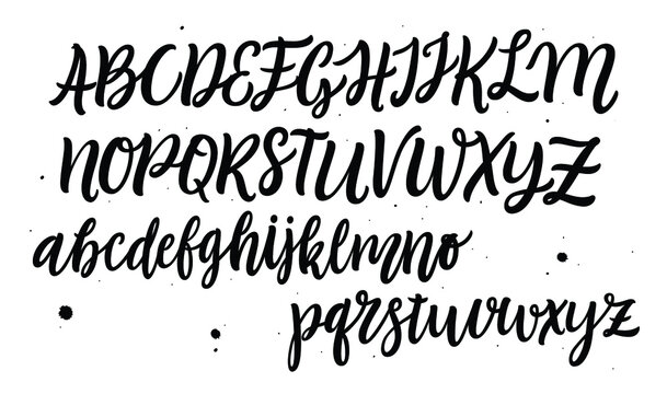 Vector hand drawn alphabet. Brush painted letters. Handwritten script alphabet. Hand lettering and custom typography for your designs: logo, for posters, invitations, cards, etc. Vector type.