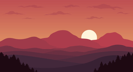 red landscape scenery hill gradient background 