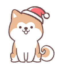 秋田犬とクリスマスの帽子