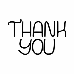 Thank You handwritten quote or phrase. Vector inscription thank you, isolated on white background. Hand drawn slogan.