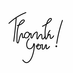 Thank You handwritten quote or phrase. Vector inscription thank you, isolated on white background. Hand drawn slogan.