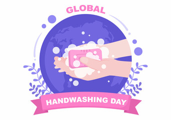 Washing Hands With Soap Water Bubbles For Prevent Corona Covid 19, Daily Care, Disinfection So That Antibacterial And Hygiene. Background Vector Illustration