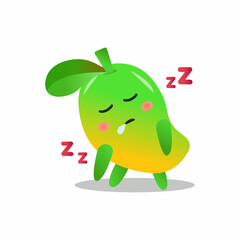 Mango fruit cartoon vector illustration with sleeping expression