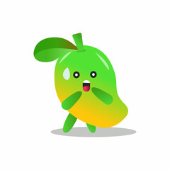 Mango fruit cartoon vector illustration with shocked expression