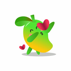 Mango fruit cartoon vector illustration with falling in love expression