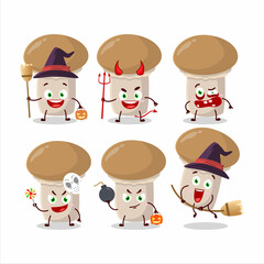 Halloween expression emoticons with cartoon character of champignon