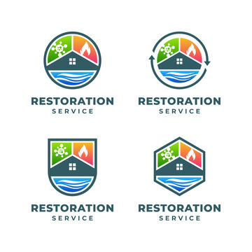 Set of Building Restoration Services Logo