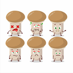 Champignon in cartoon character with nope expression