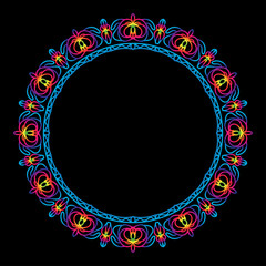 round frame with flowers