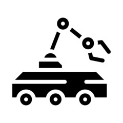 mine neutralization robot glyph icon vector. mine neutralization robot sign. isolated contour symbol black illustration