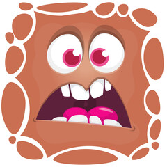 Angry cartoon monster character face expression. Illustration of cute and scary mythical alien creature. Halloween design
