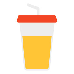 Juice cup with straw, takeaway drink icon