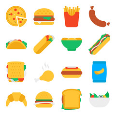 Pack of Fast Food Flat Icons