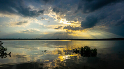 Fototapeta premium sunset over the lake