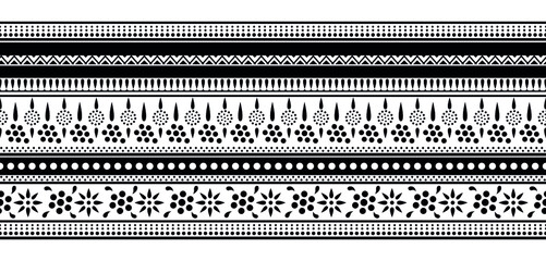 Tribal seamless vector floral border design
