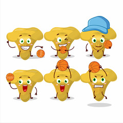 Talented chanterelle cartoon character as a basketball athlete