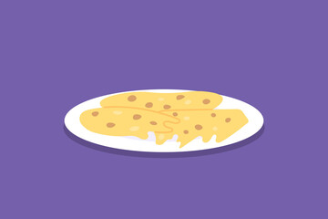 illustration of a plate of peanut brittle or cracker. fried. food made from flour and peanuts or soybeans. food from indonesia or asia. flat cartoon style. vector design