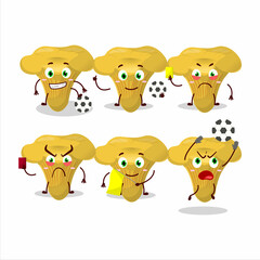 Chanterelle cartoon character working as a Football referee