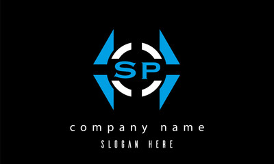 Obraz premium SP creative polygon with circle latter logo design