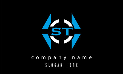 Obraz premium ST creative polygon with circle latter logo design