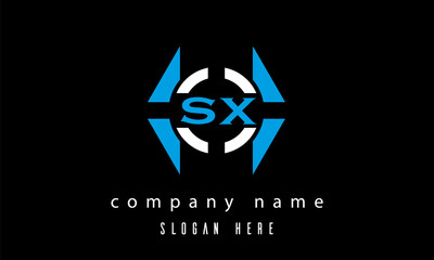 SX creative polygon with circle latter logo design