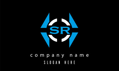 Fototapeta premium SR creative polygon with circle latter logo design