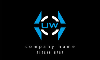UW creative polygon with circle latter logo design