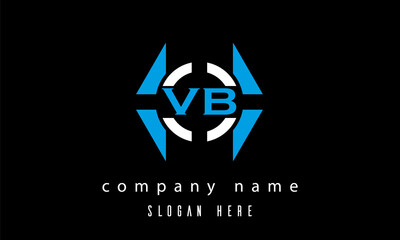 VB creative polygon with circle latter logo design