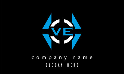 VE creative polygon with circle latter logo design