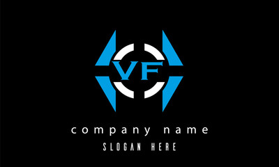 VF creative polygon with circle latter logo design