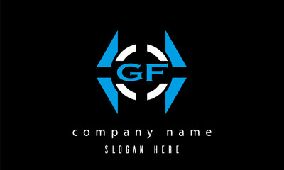 GF creative polygon with circle latter logo design