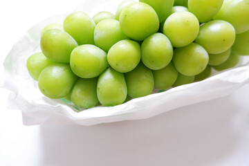 Fresh Shine muscat on white background. Fresh grapes, Fruits,  Shine Muscat.