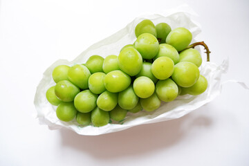 Fresh Shine muscat on white background. Fresh grapes, Fruits,  Shine Muscat.