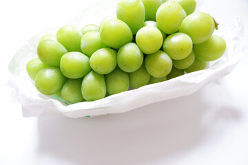 Fresh Shine muscat on white background. Fresh grapes, Fruits,  Shine Muscat.