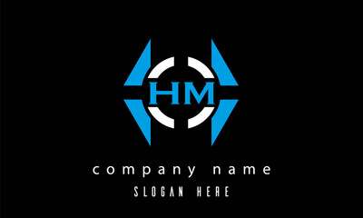 HM creative polygon with circle latter logo design