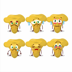 Chanterelle cartoon in character with sad expression