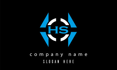 HS creative polygon with circle latter logo design