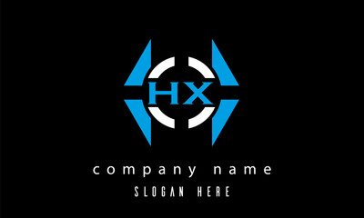 HX creative polygon with circle latter logo design