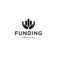 Modern Financial Logo Design with Two Hands Symbolizing Investment, Trading, and Business Growth