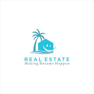 dream home logo and palm tree design for real estate