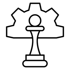 Gear with chess piece, concept of strategic management