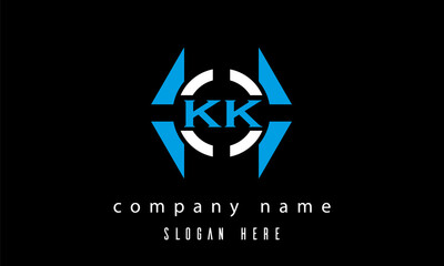 KK creative polygon with circle latter logo design