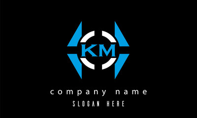 KM creative polygon with circle latter logo design