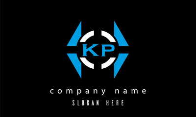 KP creative polygon with circle latter logo design