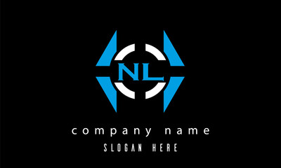 NL creative polygon with circle latter logo design