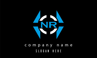 NR creative polygon with circle latter logo design