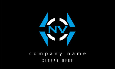 Obraz premium NV creative polygon with circle latter logo design