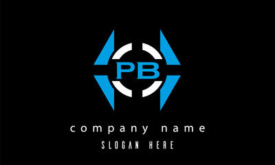 PB creative polygon with circle latter logo design vector