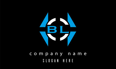 BL creative polygon with circle latter logo design vector