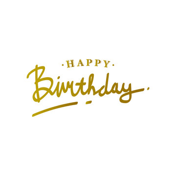Golden word hand lettering happy birthday